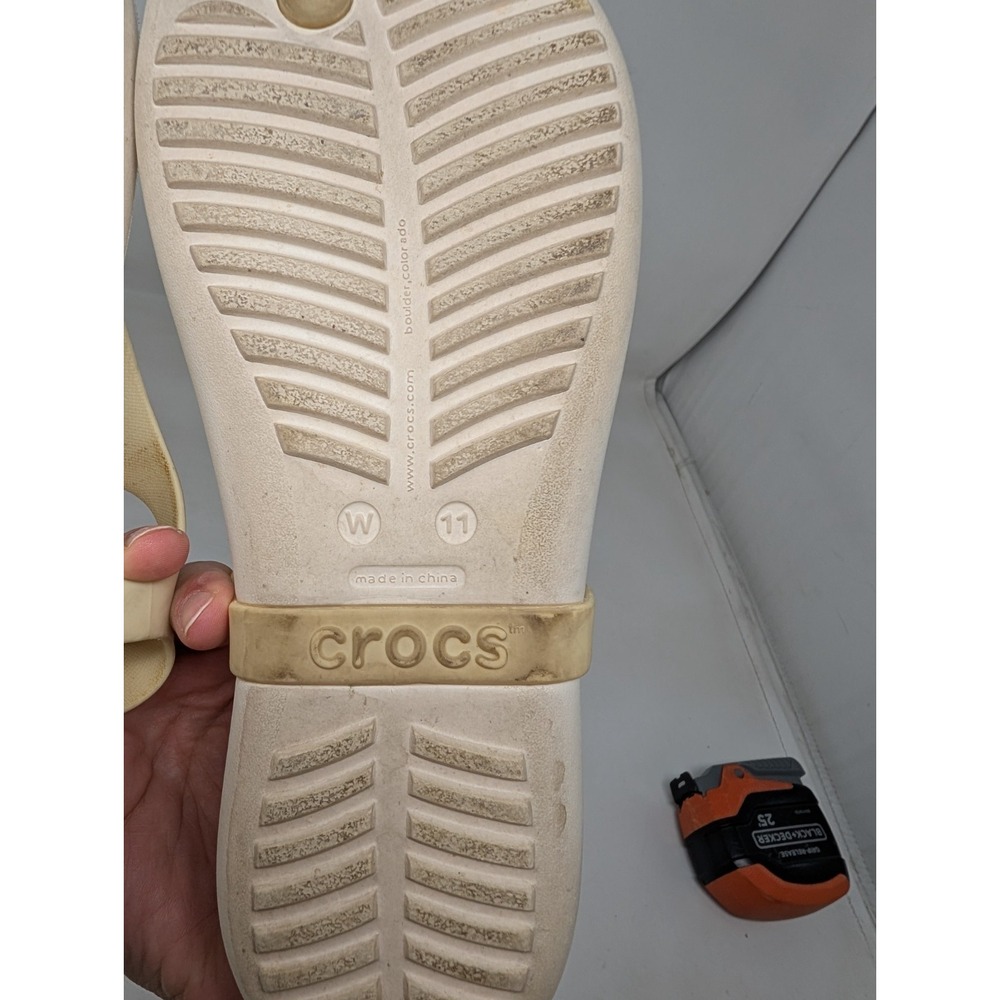 Crocs Sandals White Turquoise Flip Flop Thong Sandals Women Size 11 Sexi Alaina - Picture 6 of 6
